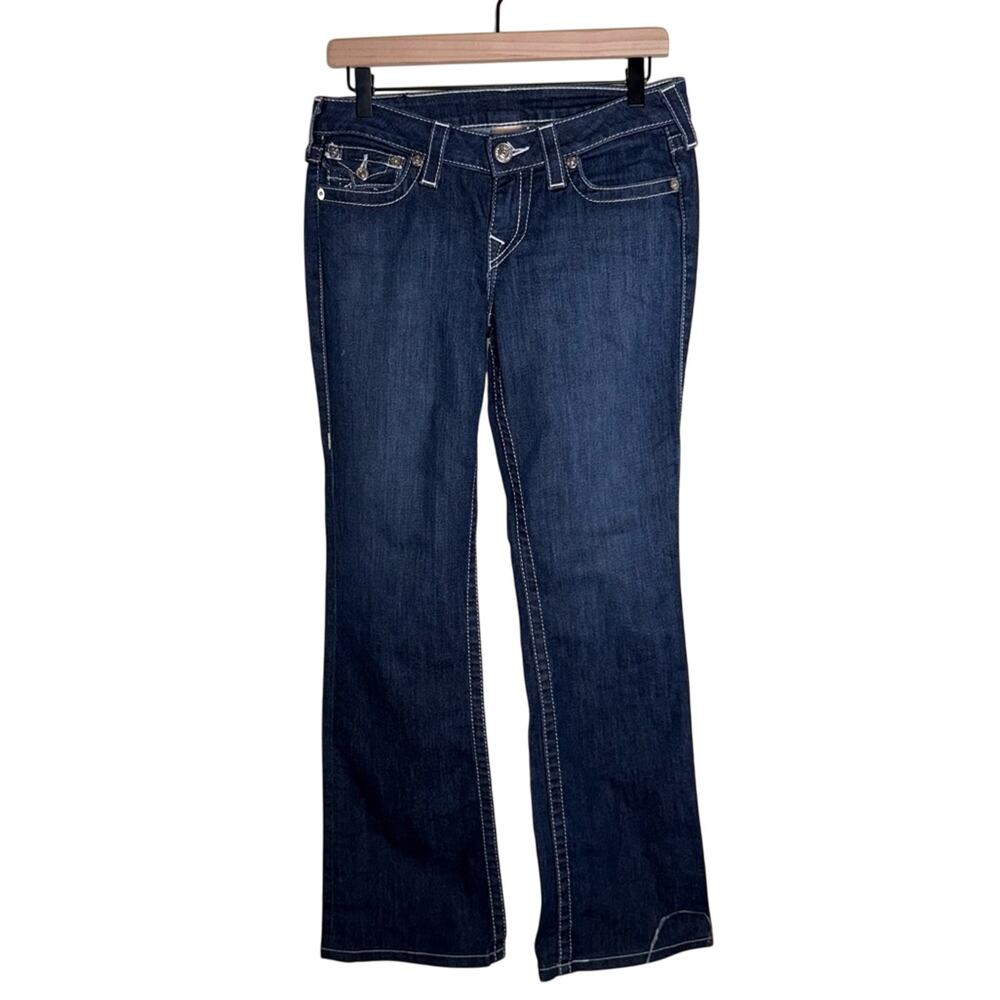 NWOT TRUE RELIGION white stitch classic bootcut embroidered pocket jeans 28